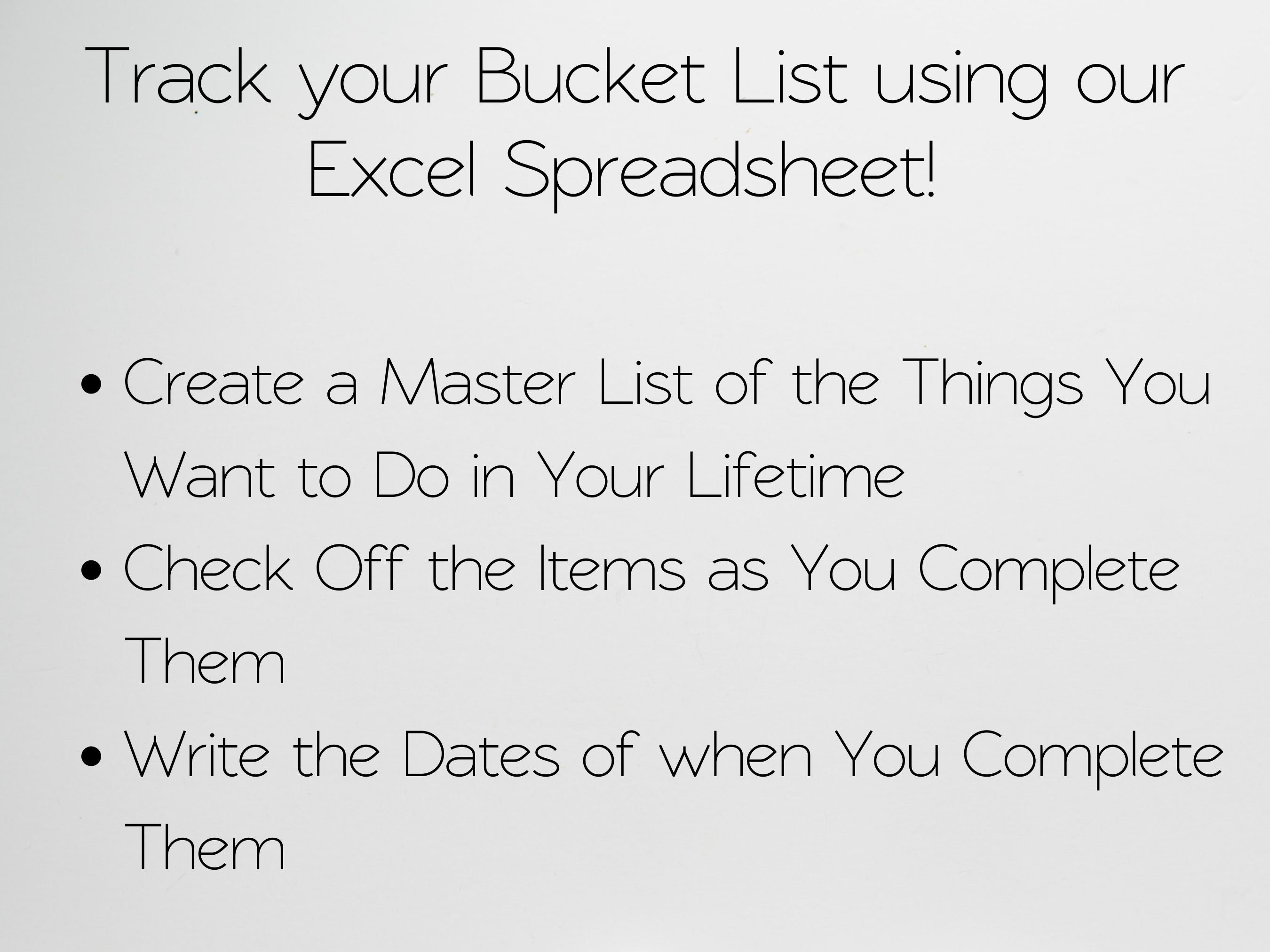 Bucket list template excel spreadsheet bucket list journal etsy