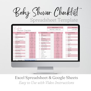 Baby Shower Checklist Google Sheets, Baby Registry Checklist, Newborn Must Haves, New Mom Planner, Baby Essentials Planning, Excel Editable