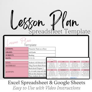 Lesson Plan Template Google Sheets, Teacher Organization Excel Spreadsheet Template, Teacher Supplies, Teaching Tools, Classroom Management