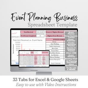 Event Planning Business Template, Event Planner Spreadsheet Template, Party Planner, Event Management, Wedding Business, Event Coordinator