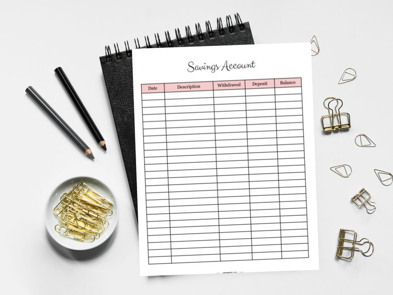 Savings Account Template Printable, Savings Account Printable, Savings ...
