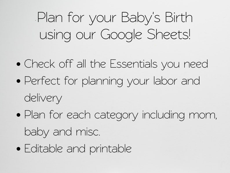 Hospital Bag Checklist for Labor and Delivery Google Sheets, New Mom Baby, Maternity Hospital Bag Essentials, Birth Bag Packing List Planner image 4