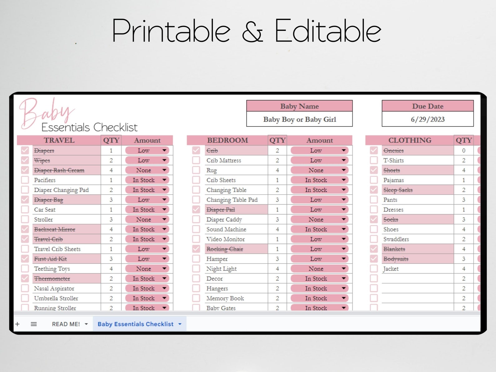 Queen Baby Checklist.pdf Baby Essentials Checklist Google Sheets, Baby Registry Checklist ...