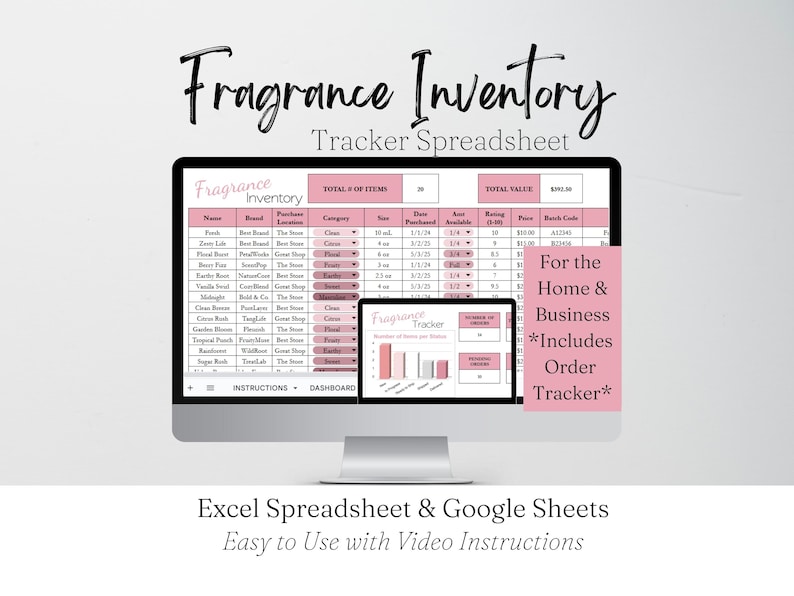 Fragrance Inventory Tracker, Perfume Organizer Google Sheets, Fragrance Collection Inventory Template, Beauty Organization Excel Spreadsheet image 1