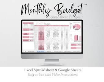 Hoja de cálculo de presupuesto mensual de Google Sheets, hoja de seguimiento de presupuesto digital, plantilla de planificador de presupuesto de Google Sheet Excel, presupuesto simple