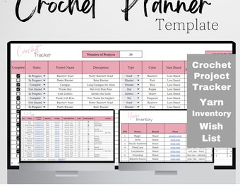 Crochet Planner, Crochet Tracker, Crochet Project Planner, Crochet Organizer, Crochet Spreadsheet, Crochet Template Google Sheets Crocheting