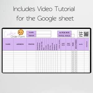 Cookie Order Form Template with QR Code, Printable Order Form 2026, Editable Google Sheet, Girl Troop Cookie Sales Forms Excel, Fundraiser image 2