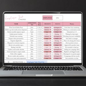 Employee Task Checklist, Excel To Do List Template, Daily Task Manager Google Sheet, Activity Tracker Digital Checklist Office Organizer image 10