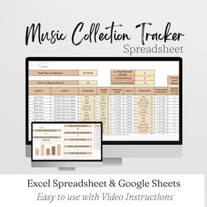 Music Collection Tracker Excel Spreadsheet, Music Tracker Google Sheets, Vinyl Collection, Record Collection, CD Collection, Digital Library