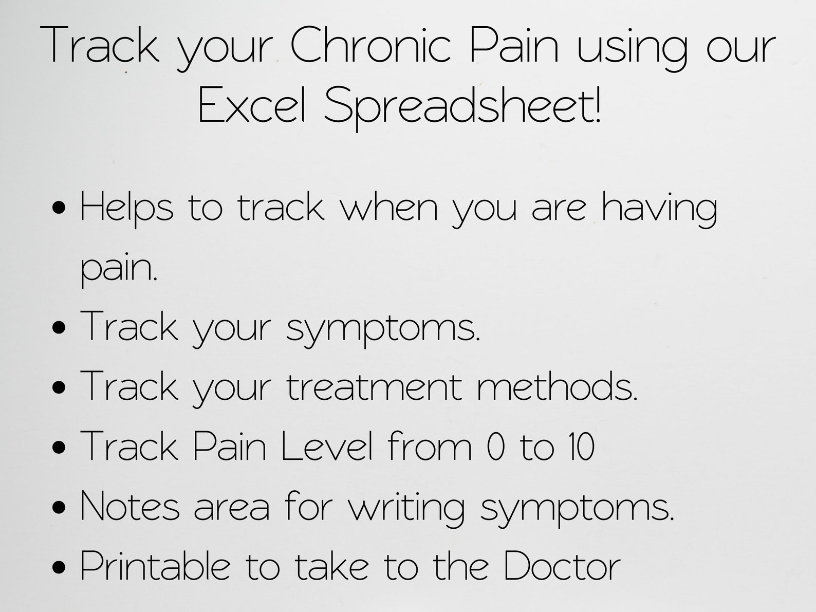 Chronic Pain Tracker Excel Spreadsheet, Chronic Pain Journal Template