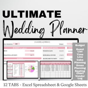 Wedding Planner Spreadsheet Excel Google Sheets, Ultimate Wedding Planner All in One Wedding Planning, Wedding Budget Spreadsheet Guest List