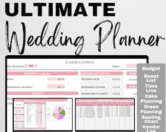 Wedding Planner Spreadsheet Excel Google Sheets, Ultimate Wedding Planner All in One Wedding Planning, Wedding Budget Spreadsheet Guest List