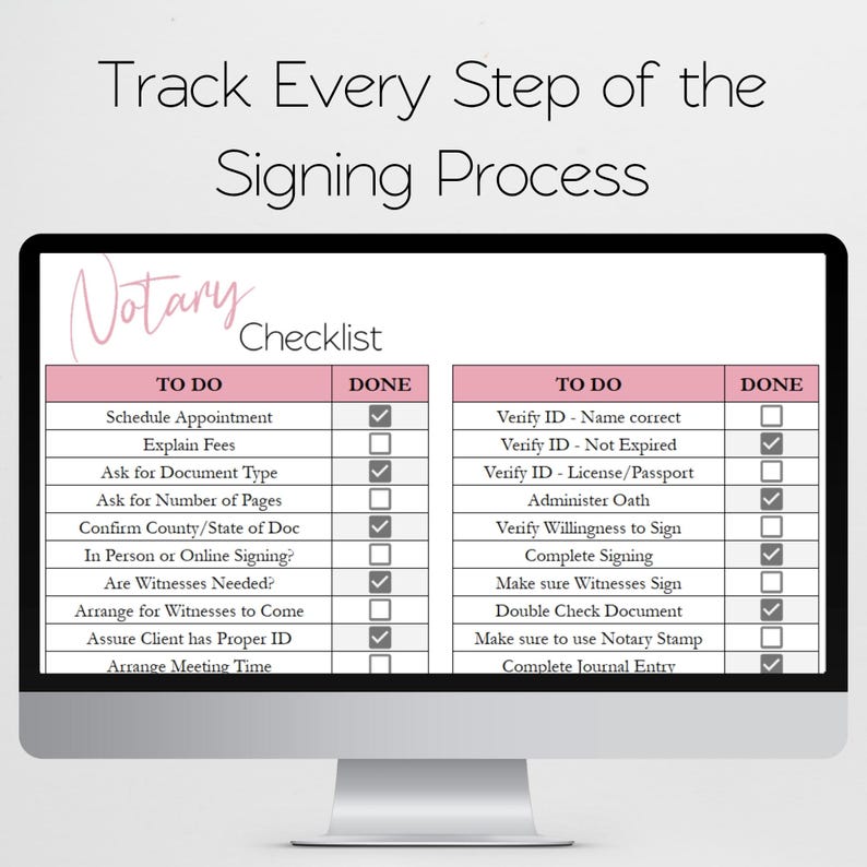 Signing Checklist.pdf Notary Checklist Template, Notary Public, Notary Template, Notary ...
