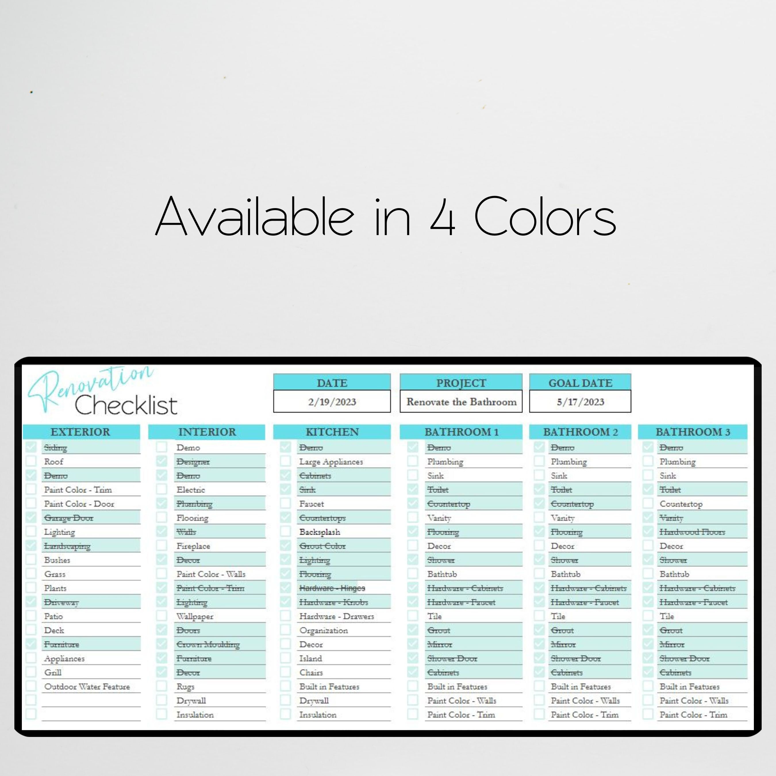 Home Remodel Checklist, Kitchen Renovation, Bathroom Renovation ...