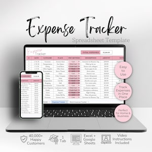 Expense Tracker Google Sheets and Excel Spreadsheet Template Tracking Expenses for Personal, Home or Small Business (Digital Product)