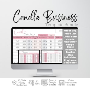 Candle Business Templates Bundle Google Sheets, Candles Business Planner Excel Spreadsheet, Candle Pricing Template Candle Inventory Tracker