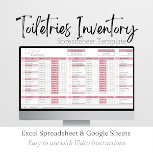 Toiletries Inventory, Toiletries Packing List for Travel, Household Inventory Planner, Toiletries Check List Template Excel Google Sheets