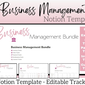 Notion Template Business Planner Bundle, Notion Business Template Dashboard, Inventory Tracker Hub, Order Tracker Planner Template, Customer
