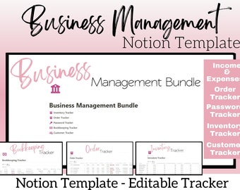 Notion Template Business Planner Bundle, Notion Business Template Dashboard, Inventory Tracker Hub, Order Tracker Planner Template, Customer