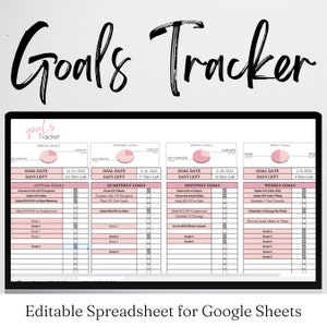Goal Tracker Spreadsheet Goal Planner, Goal Setting, Goal Tracker, Goals Template, Goals Tracker Google Sheets, Goal Tracking Sheet