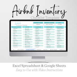 Rental Property Furnishings list, Check List of Furniture, Rental Inventory Checklist, Rental Template, Rental Spreadsheet, Rental Property