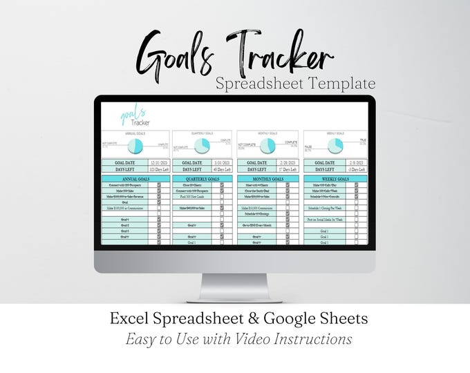 Goal Tracker In Excel This item is unavailable - Etsy