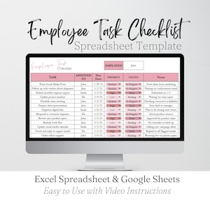 Lista de tareas para empleados, plantilla de lista de tareas de Excel, administrador de tareas diarias de Google Sheet, lista de verificación digital de seguimiento de actividades, organizador de oficina