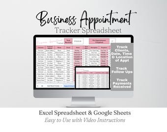Appointment Planner Template, Small Business Booking Tracker, Meeting Scheduler, Appointment Tracker Google Sheets, Excel Spreadsheet