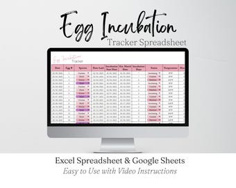 Egg Hatching Tracker, Egg Incubation Google Sheets, Homestead Template Excel Spreadsheet, Chicken Records, Chicken Log, Farm Record Keeping