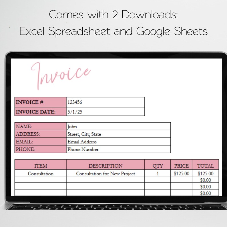 Rechnungsvorlage Google Sheets, Rechnungsformular-Tracker, Benutzerdefinierter Rechnungsgenerator, bearbeitbare Rechnungsvorlage Excel-Arbeitsblatt-Rechnungsverfolgung Bild 4