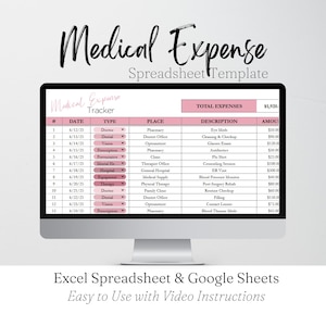 Medical Expense Tracker, Tax Deductions Tracking Sheet, HSA Tracker FSA, Medical Spreadsheet, Tax Preparation Google Sheets, Medical Planner