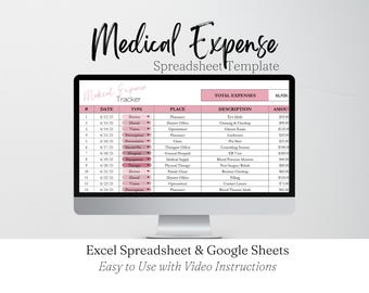 Rastreador de gastos médicos, hoja de seguimiento de deducciones fiscales, rastreador de HSA FSA, hoja de cálculo médica, preparación de impuestos en Google Sheets, planificador médico