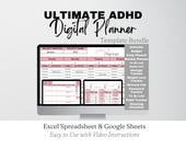 Life Planner Bundle Digital Template Google Sheets, ADHD Digital Planner, Life Balance, Daily Planner Excel Spreadsheet, Editable Template