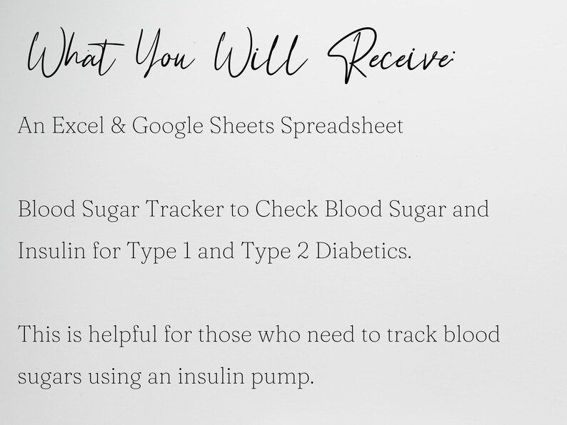 Blood Sugar Tracker Excel Spreadsheet Template, Type 1 Diabetes Tracker