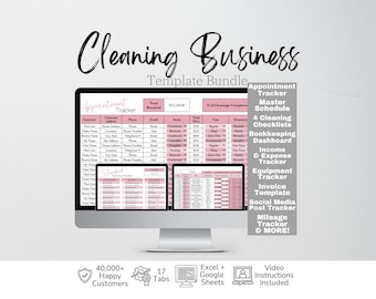Vorlagenpaket für Reinigungsunternehmen (Google Sheets), Tabellenkalkulation zur Haushaltsreinigungsplanung, Businessplaner für Haushaltshilfen, Haushaltshilfe-Service