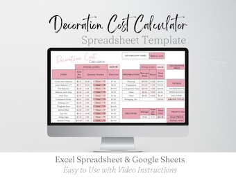 Plantilla para calcular el costo de decoración para planificar eventos, fiestas, centros de mesa florales y decoración con globos.