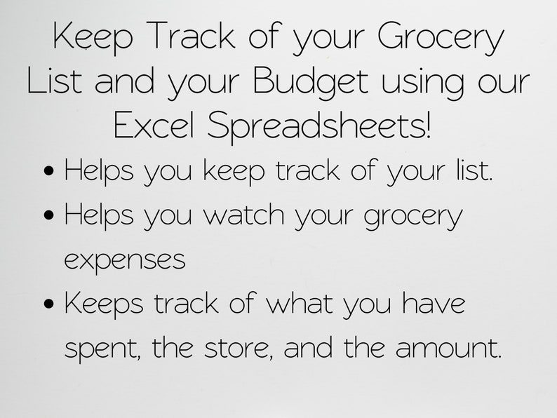 Grocery Budget Spreadsheet Grocery Shopping List Template Etsy