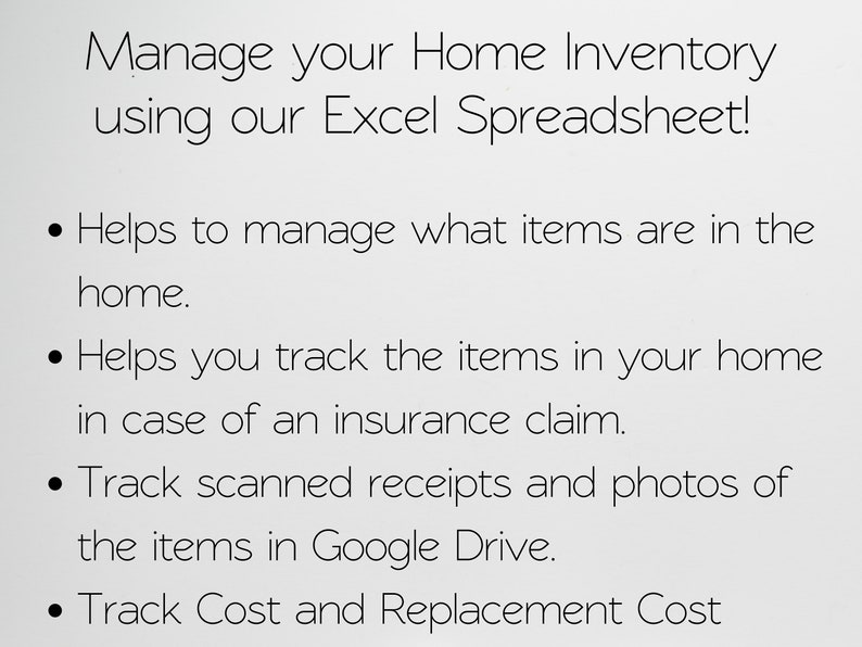 Home Inventory Template Home Inventory Checklist Home Etsy