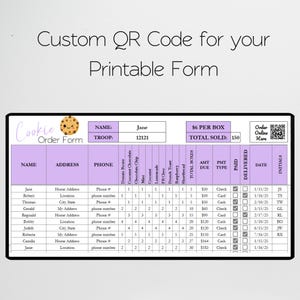 Cookie Order Form Template with QR Code, Printable Order Form 2026, Editable Google Sheet, Girl Troop Cookie Sales Forms Excel, Fundraiser image 8