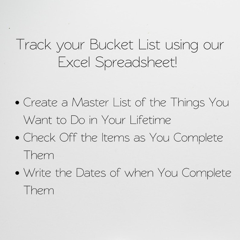 Bucket List Template Excel Spreadsheet, Bucket List Journal, Bucket List Google Sheets Editable , Bucket List Planner, To Do List Digital image 3