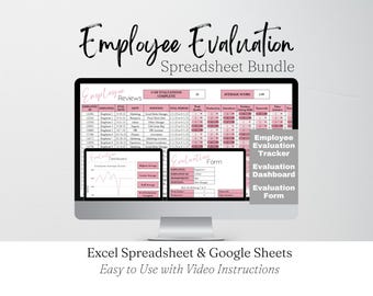 Employee Evaluation, Performance Tracker Template, Employee Review, Manager Tools, Performance Review Google Sheets Excel Spreadsheet
