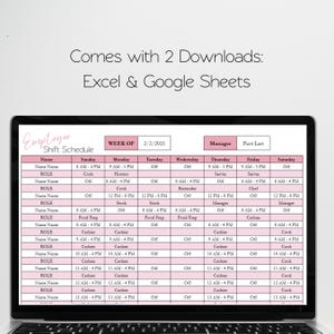 Mitarbeiter Stundenplan Template Google Sheets, Wochenplaner, Schichtplan, Arbeitsplaner Planer Personaleinsatzplaner Scheduling Template Excel Bild 4