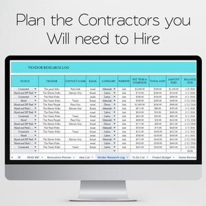 Home Remodel Planner, Remodeling Budget, Home Project Interior Design Google Sheets, Home Building, House Project Planning Excel Spreadsheet image 6