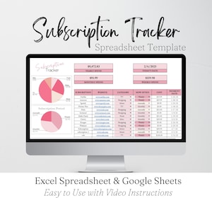 Subscription Tracker Google Sheets, Subscription Tracker Excel, Subscription Tracker Printable, Subscriptions Tracker, Subscription Template