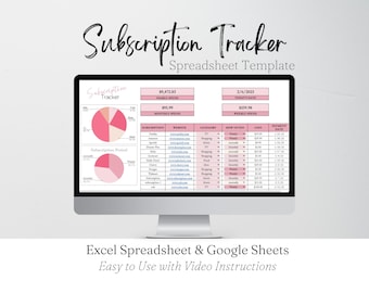 Subscription Tracker Google Sheets, Subscription Tracker Excel, Subscription Tracker Printable, Subscriptions Tracker, Subscription Template