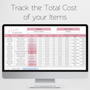 Home Inventory Template, Home Inventory Checklist, Home Inventory Spreadsheet Home Inventory tracker Personal Property Valuables Spreadsheet image 6