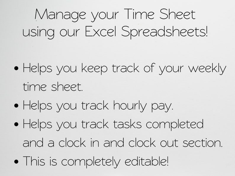 Weekly Time Sheet Employee Time Tracker Clock in and Out Etsy