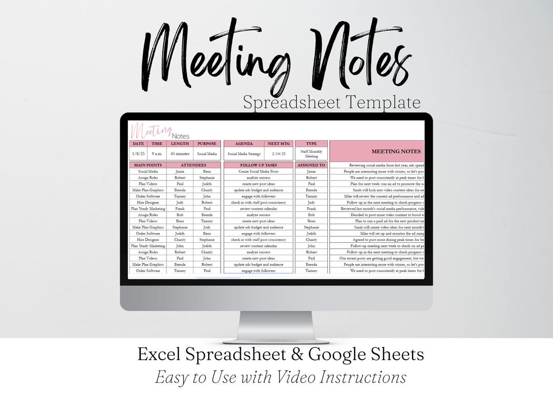 Meeting Notes Tracker, Meeting Minutes Template, Team Meeting Log ...