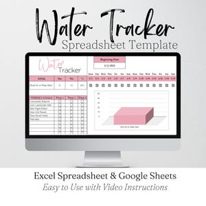 Water Tracker Template Excel Spreadsheet, Water Tracking Google Sheets, Water Template, Daily Water Intake Tracker Monthly Hydration Tracker