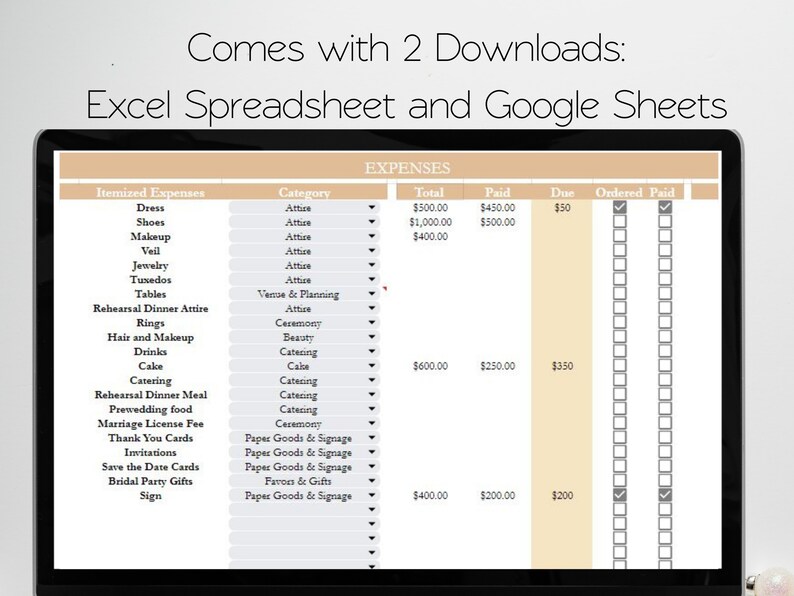 Excel Wedding Planner Google Sheets Wedding Planner Template - Etsy